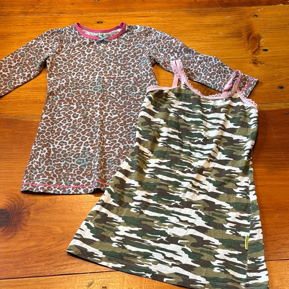 CLAESEN'S JR 104/110 *Bundle/2* Printed Pajama Gowns Nightgowns Leopard Army